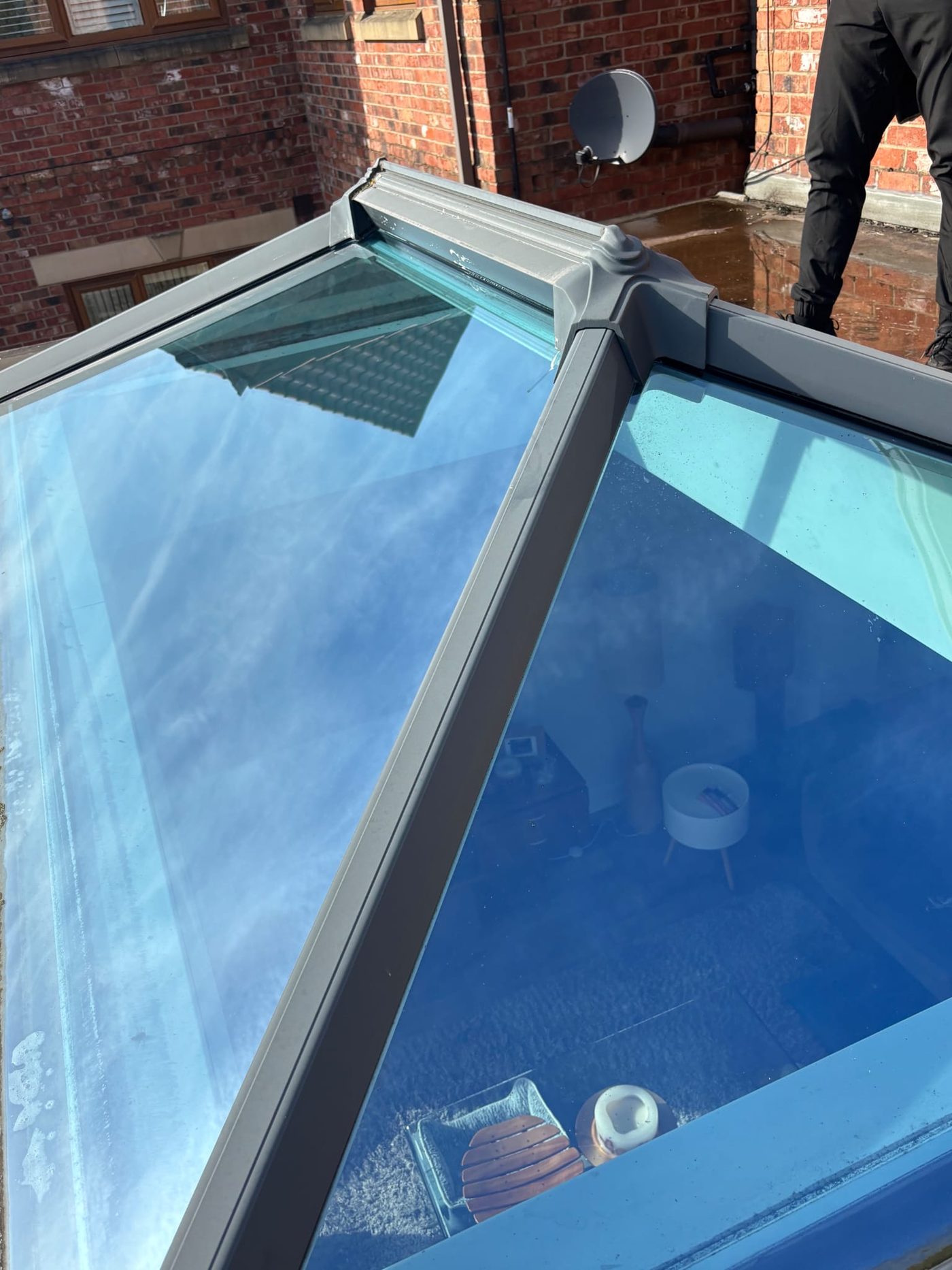 Sparkling clean glass skylight after cleaning by Allbright Doncaster